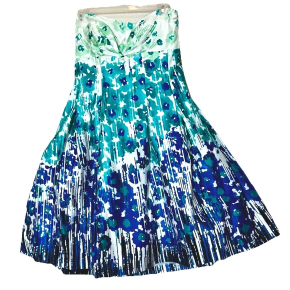 NWT Calvin Klein Size 12 Fit & Flare White Floral Print Blue Strapless Dress - Picture 1 of 7